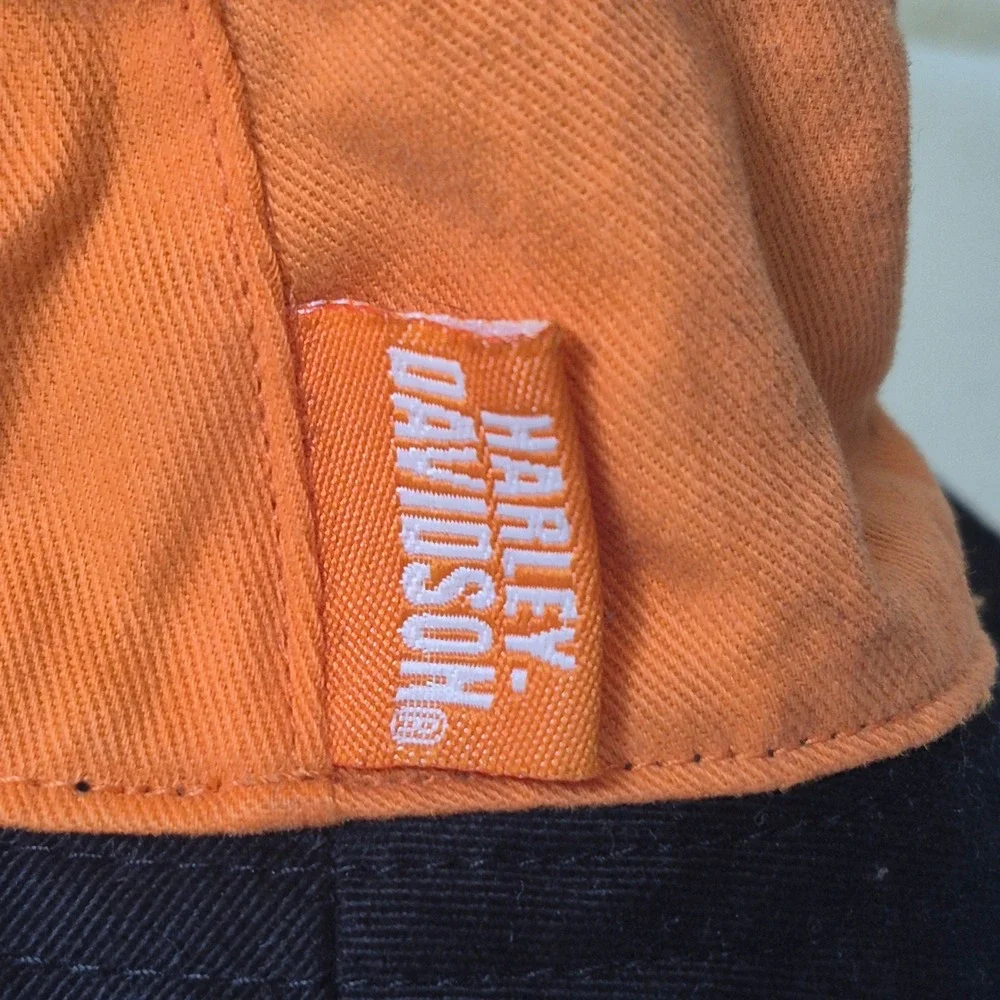 Harley-Davidson Bucket Hat Infant Baby Black Orange Embroidered Logo